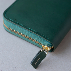 本革　ラウンドファスナー　長財布　レディース　メンズ　グリーン　ヌメ革　アラバスタレザー　春財布　aw-15hn 3枚目の画像