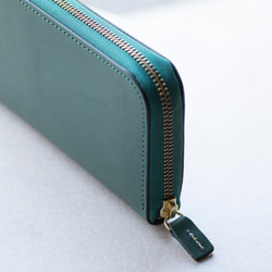 本革　ラウンドファスナー　長財布　レディース　メンズ　グリーン　ヌメ革　アラバスタレザー　春財布　aw-15hn 5枚目の画像