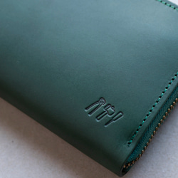 本革　ラウンドファスナー　長財布　レディース　メンズ　グリーン　ヌメ革　アラバスタレザー　春財布　aw-15hn 2枚目の画像