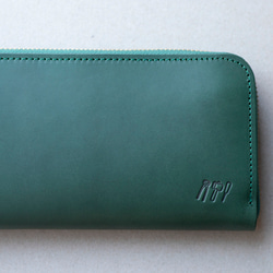 本革　ラウンドファスナー　長財布　レディース　メンズ　グリーン　ヌメ革　アラバスタレザー　春財布　aw-15hn 4枚目の画像