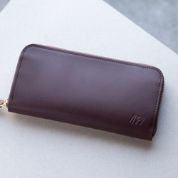 本革 L字ファスナー長財布 レディース レッド キャッシュレス 春財布