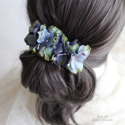 Floral barrette -cobalt blue 第1張的照片