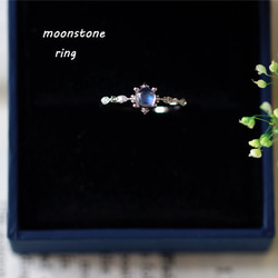 倫敦藍托帕石或月光石戒指 小指戒指 可疊戴 ~ 十一月生日石 第7張的照片