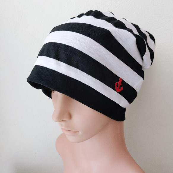 医療用ケア帽子ハンドメイド98　黒　フレンチブルドッグ 医療用ケア帽子ハンドメイド98 黒 フレンチブルドッグ様専用