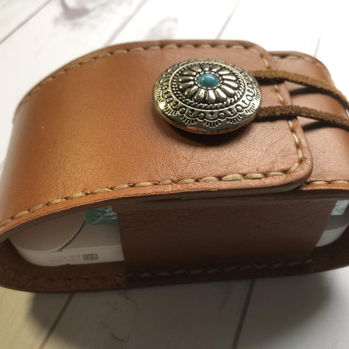 ヌメ革 ブラック ターコイズコンチョB アイコスケース シガレット