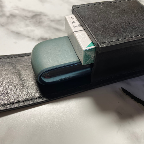 ヌメ革 ブラック ターコイズコンチョB アイコスケース シガレット