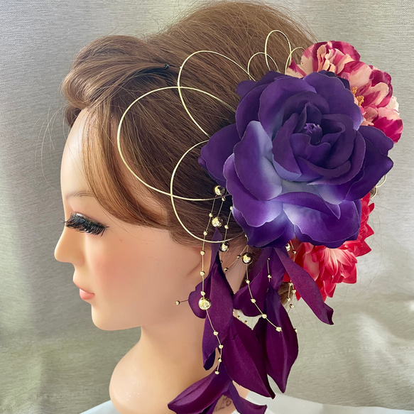 紫　和装髪飾り　浴衣髪飾り✾ 2枚目の画像