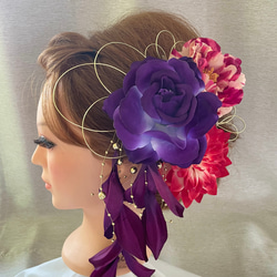 紫　和装髪飾り　浴衣髪飾り✾ 1枚目の画像
