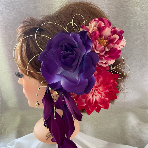 紫　和装髪飾り　浴衣髪飾り✾ 3枚目の画像