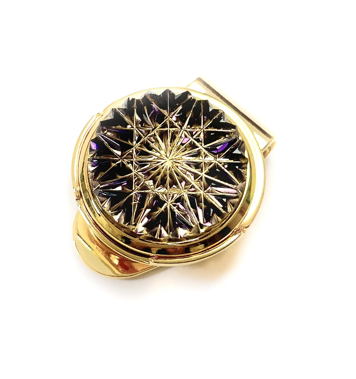 東京切子ゴルフマーカー　ひまわり　紫・ゴールド