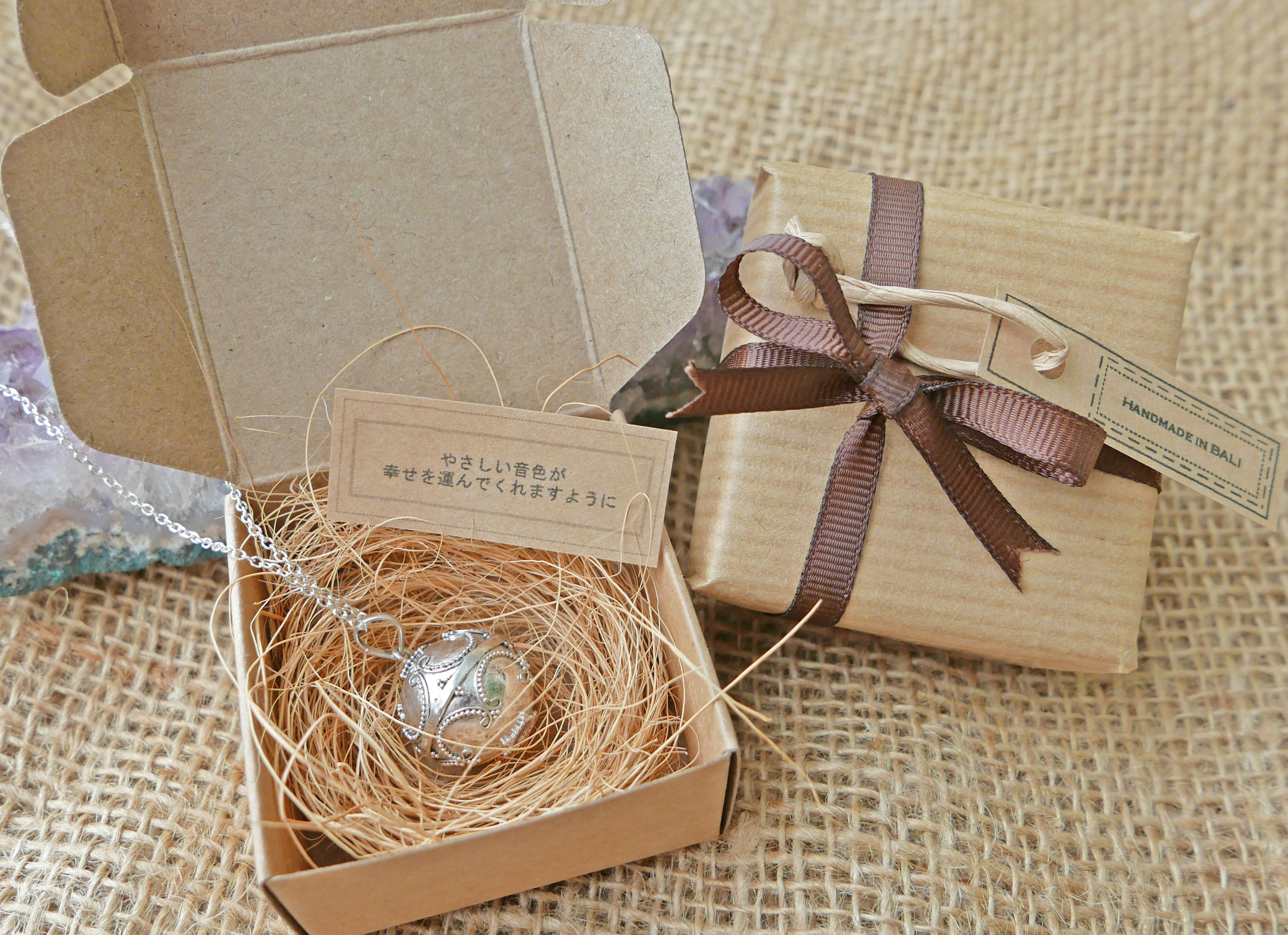 ・✼プラチナ加工✼・波模様のガムランボール/18mm༺揺らすとシャラン♪癒しの音色が響く♪•*•ヒーリングネックレス༻