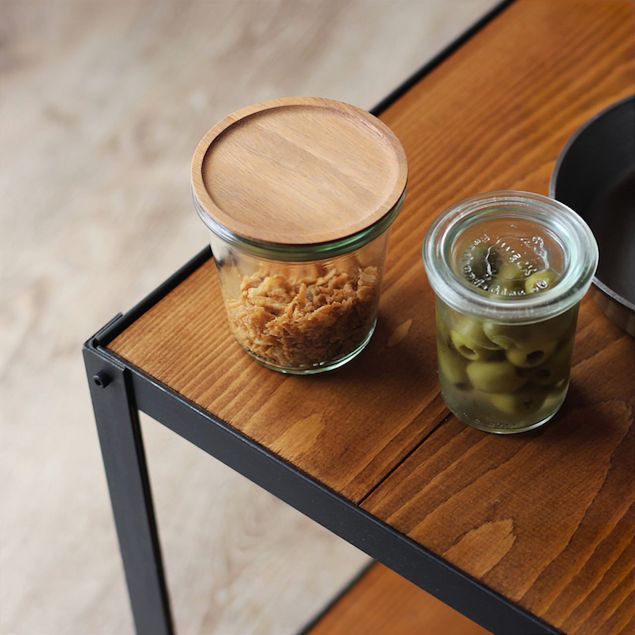 ■送料無料■ サイズオーダー20日内出荷｜アイアン家具｜ヴィンテージ｜チーク色｜三段シェルフ