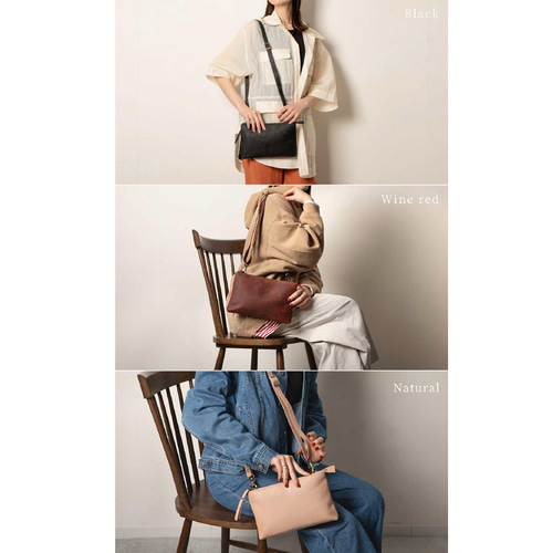 シーンに合わせて使い分けできる3Wayバッグ】 ショルダー 本革 ワイン