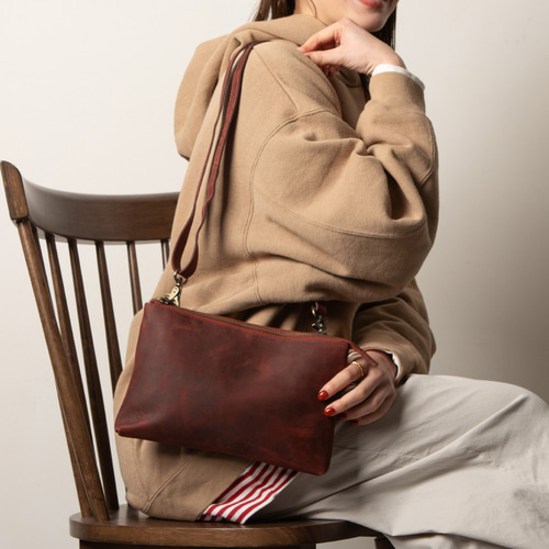 シーンに合わせて使い分けできる3Wayバッグ】 ショルダー 本革 ワイン