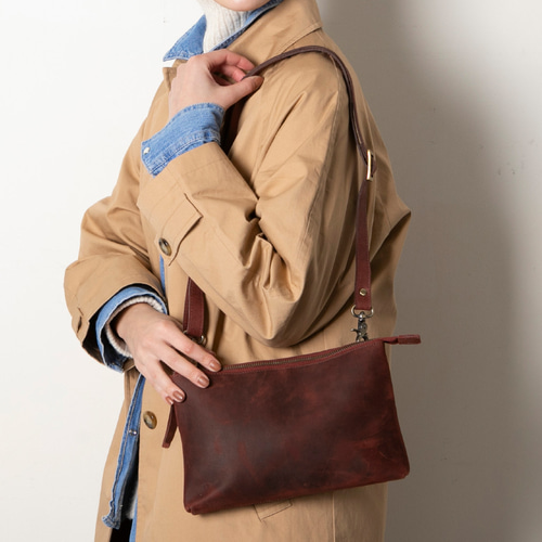 シーンに合わせて使い分けできる3Wayバッグ】 ショルダー 本革 ワイン