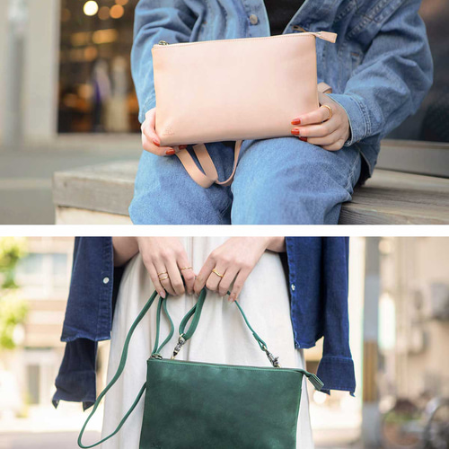 ♡専用♡ハンドメイド　パッチワークショルダー紐3本・クラッチバッグ(*´▽｀*) Easy patchwork [How to make a cute bag with a form] size // 22cm x