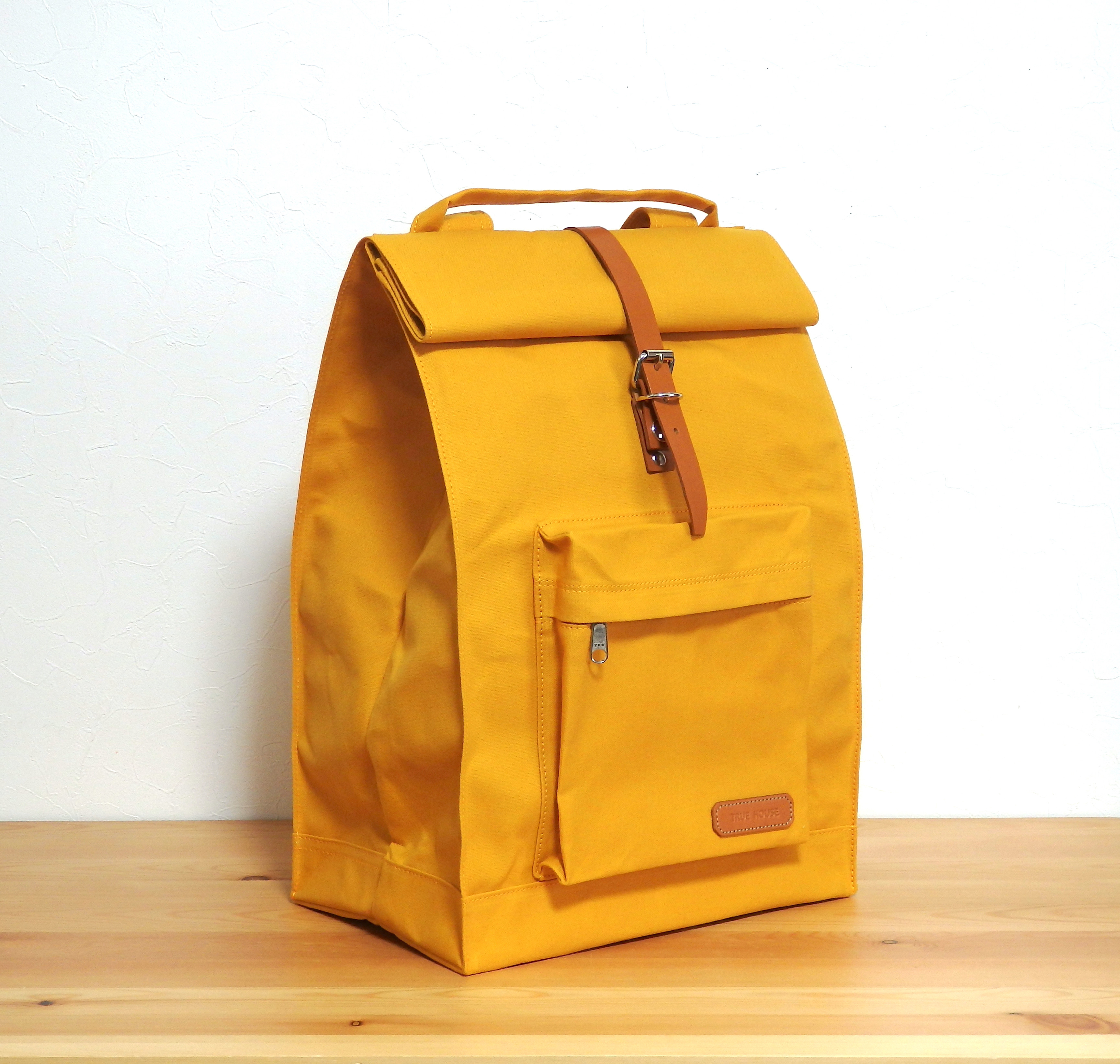 【受注制作】Lサイズ　パラフィン加工　10号帆布のリュックサック　イエロー 7,126円