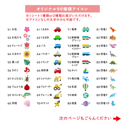 選べるお名前シール耐水＆アイロンシールセット 選べるアイコン90種類