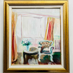 原画「窓辺の椅子とテーブル」F10・油彩・額装 1枚目の画像