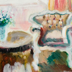 原画「窓辺の椅子とテーブル」F10・油彩・額装 4枚目の画像