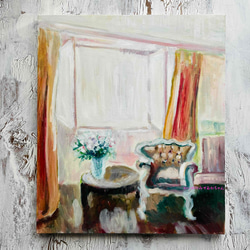 原画「窓辺の椅子とテーブル」F10・油彩・額装 3枚目の画像