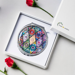 天然貝 コンパクトミラー（ ピンクモロッコタイル ） シェル ・ 螺鈿