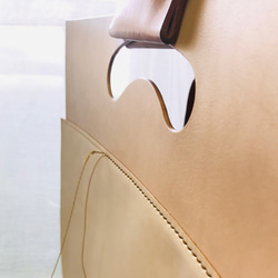 ヌメ革丨クラッチバッグ【conicori/こにこり】荷物が増えると機嫌をそこねる 2way 手縫い 手作り 12枚目の画像