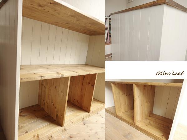 ※送料がかなり安くなりました！★オーダー可！●カウンターテーブル超ワイドフラットA●シャビーホワイト無垢材●受注製作 19,296円