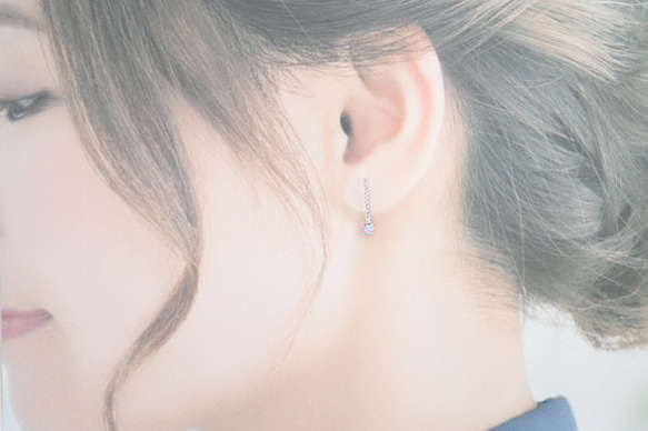 CZ&オパールピアス Zirconia&opal Stick Pierce 送料無料(E-15p) 2枚目の画像