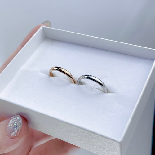 シンプル ミラーペアリング 指輪 刻印 ステンレス 鏡面仕上げ 結婚指輪