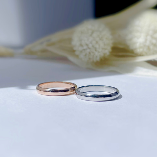 シンプル ミラーペアリング 指輪 刻印 ステンレス 鏡面仕上げ 結婚指輪