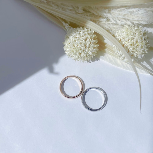 シンプル ミラーペアリング 指輪 刻印 ステンレス 鏡面仕上げ 結婚指輪