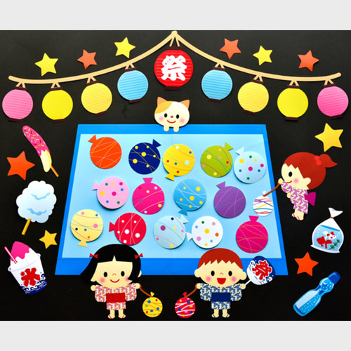 ☆壁面飾り 標準サイズ （横80cm※サイズ変更可能）「夏祭り