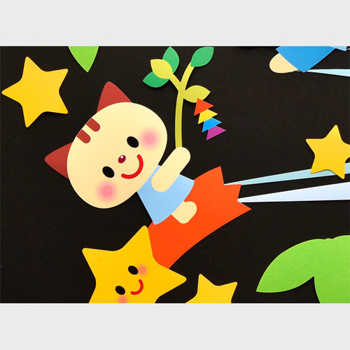 ☆壁面飾り 標準サイズ （横80cm※サイズ変更可能）「七夕の夜空で」 7