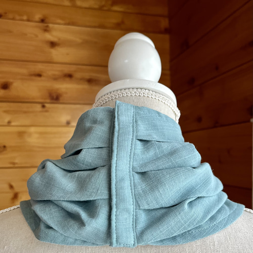 再販》当店人気No.1♪ダブルガーゼネックウォーマー【スモーキーブルー  