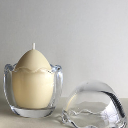 一点限り たまご型キャンドルとホルダーセット プレーン キャンドル