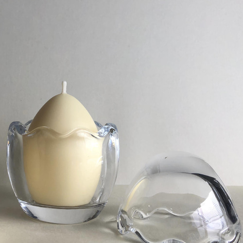 一点限り たまご型キャンドルとホルダーセット プレーン キャンドル