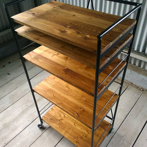 オールドメゾン キャスター付 アイアン オープンシェルフ お手入れワックス付 rt027.jpg