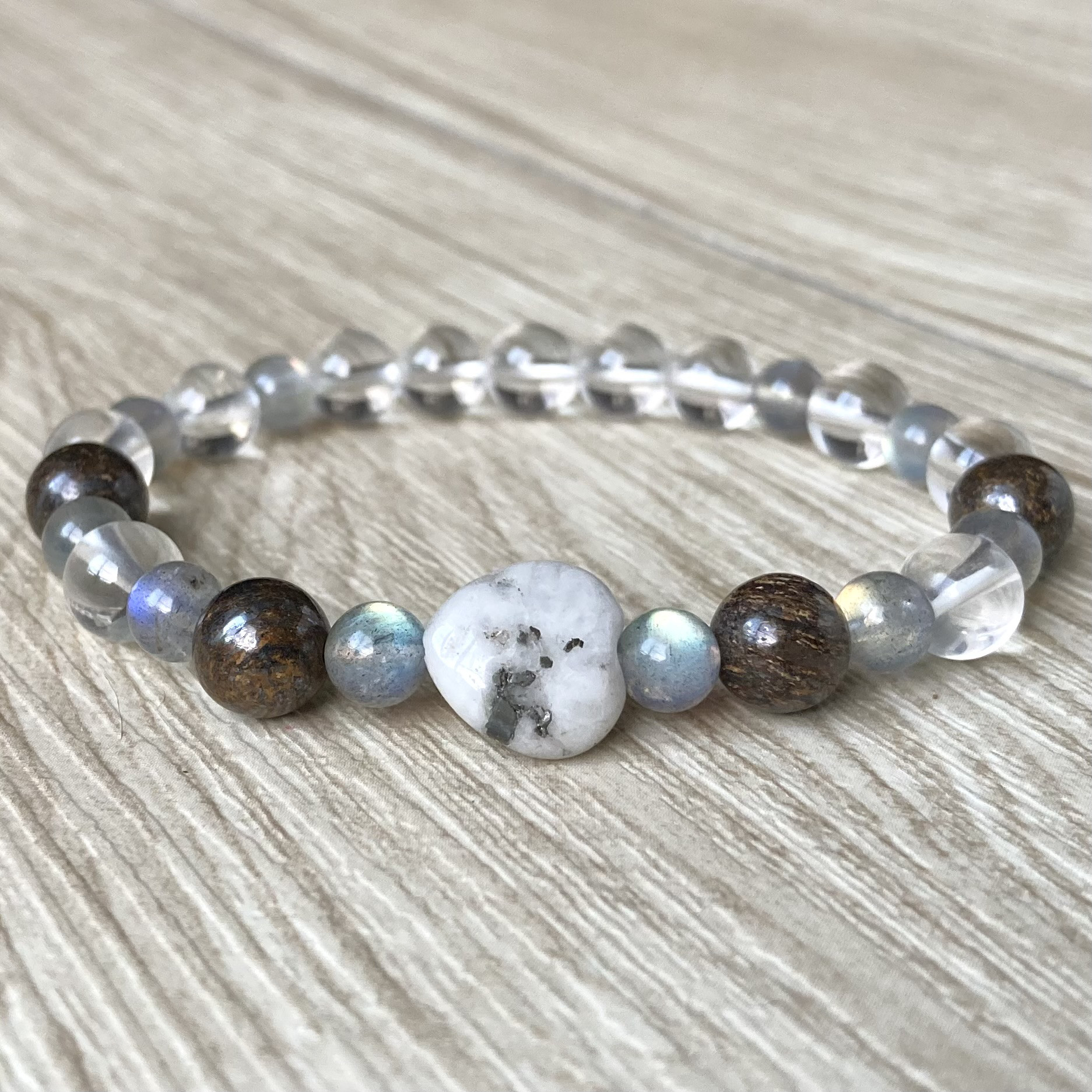 直感と行動力を後押しする組み合わせ/パイライトインクオーツ・ラブラドライト・ブロンザイト/天然石 ストーン