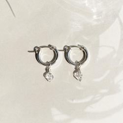 ハーキマーダイヤモンド フープピアス（SilverFilled/SV925）金具変更可 4枚目の画像