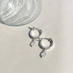 ハーキマーダイヤモンド フープピアス（SilverFilled/SV925）金具変更可 2枚目の画像