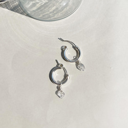 Herkimer diamond Hoop pierce（SilverFilled/SV925）ピアス/イヤリング 3枚目の画像