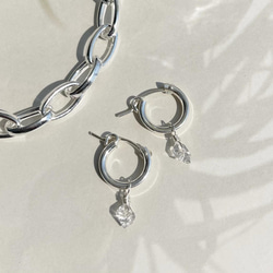 Herkimer diamond Hoop pierce（SilverFilled/SV925）ピアス/イヤリング 1枚目の画像