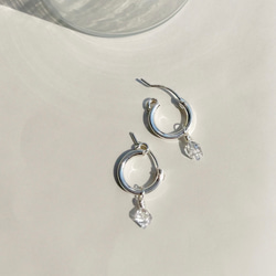 ハーキマーダイヤモンド フープピアス（SilverFilled/SV925）金具変更可 3枚目の画像