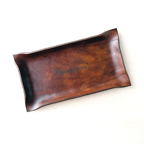 ロゴ・名入れオーダー アンティークチックな手染めレザートレイ