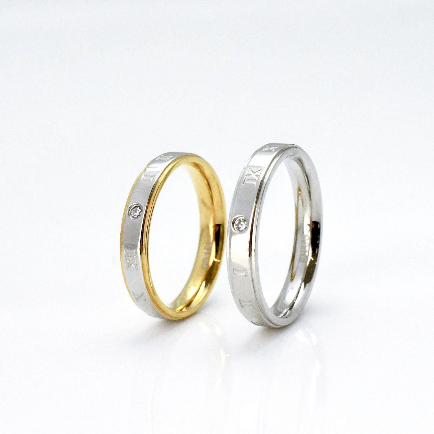 『時を刻むペアリング』ローマ数字 記念日 ペアリング  ステンレス 名入れ 記念日 刻印 クリスマス  結婚指輪