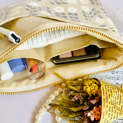 ＊綿麻＊北欧風＊花柄＊お薬手帳がすっぽり入るフラットポーチ＊ 15枚目の画像