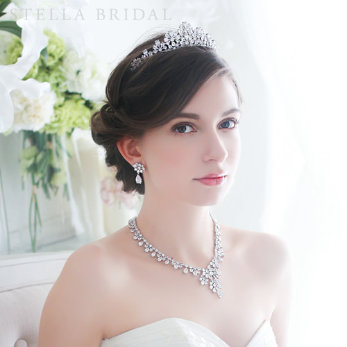 STELLA BRIDAL キュービックジルコニア ウェディングティアラ キュービックジルコニア ウェディングティアラ Inez - イネス