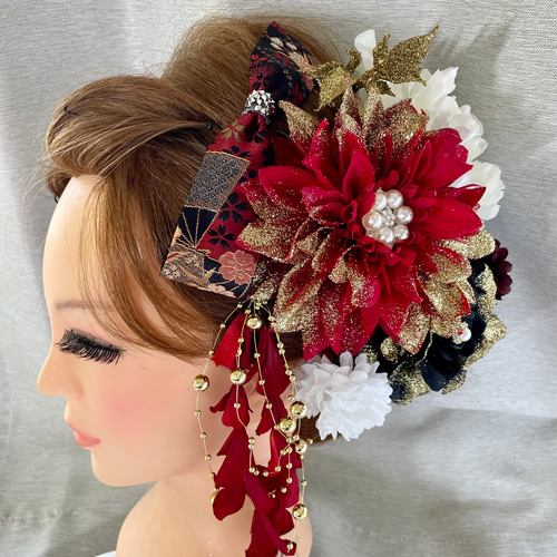 赤白黒 和装髪飾り 着物髪飾り 振袖髪飾り 色打掛髪飾り 成人式