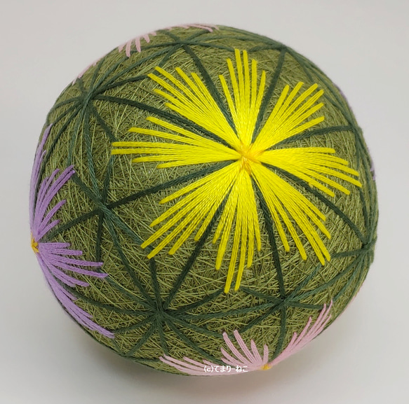 マチャケ 藤 すずらん ネモフィラ かすみ草 手毬 手鞠 てまり 手毬猫の店 てまり「コスモス」 緑地8cm 手まり 手毬 手鞠 四季